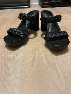 Target Black Braided Double-Strap Platform Heeled Sandals